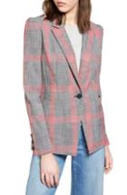 Women's Halogen Windowpane Plaid One Button Jacket - Black
