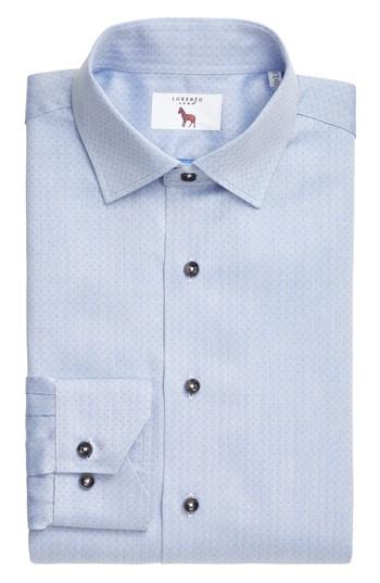 Men's Lorenzo Uomo Trim Fit Herringbone Dress Shirt - 32 - Blue