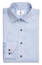 Men's Lorenzo Uomo Trim Fit Herringbone Dress Shirt - 32 - Blue