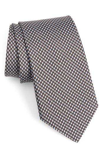 Men's Salvatore Ferragamo Form Print Silk Tie, Size - Brown