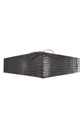 Women's Topshop Croc Embossed Lace-up Corset Belt - Black