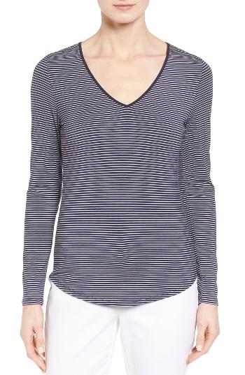 Women's Nordstrom Collection Stripe Stretch Modal Top - Blue