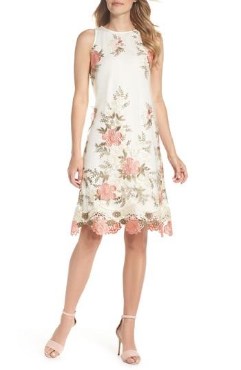Women's Julia Jordan Embroidered Shift Dress - Ivory