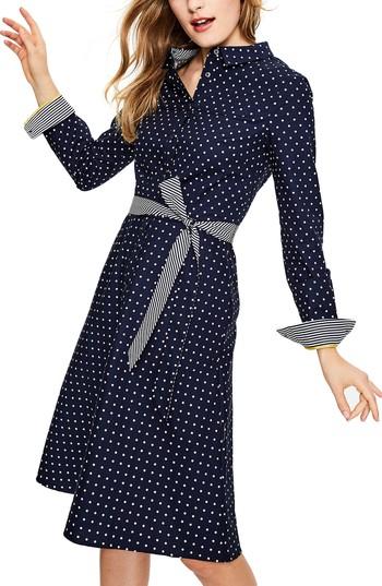 Women's Boden Posy Cotton Shirtdress - Blue