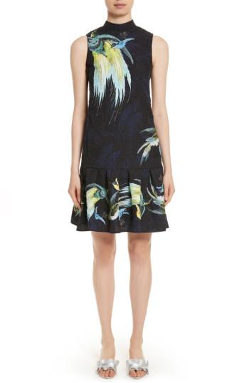 Women's Erdem Brocade Drop Waist Ruffle Hem Dress Us / 12 Uk - Black