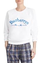 Women's Burberry Battarni Embroidered Logo Sweatshirt - White