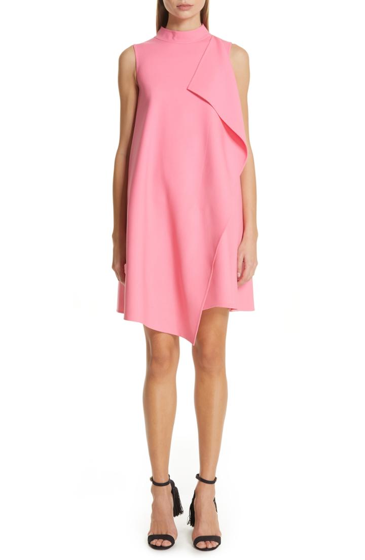 Women's Oscar De La Renta Ruffle Double Face Stretch Wool Dress - Pink