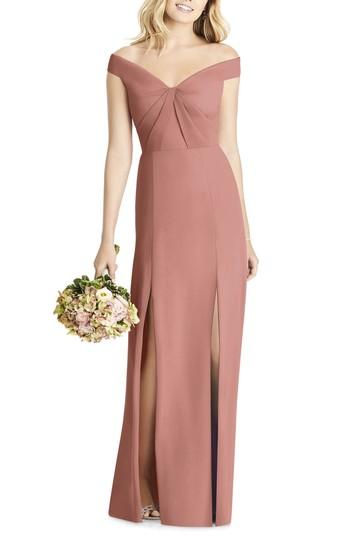 Women's Social Bridesmaids Off The Shoulder Chiffon Gown - Pink