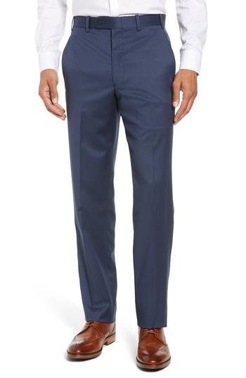 Men's John W. Nordstrom Torino Flat Front Wool Gabardine Trousers - Blue