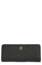 Women's Tory Burch Robinson Saffiano Leather Continental Wallet - Black
