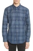 Men's John Varvatos Classic Fit Plaid Linen Blend Shirt - Blue