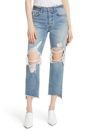 Women's Grlfrnd Helena Ripped Rigid High Waist Straight Jeans