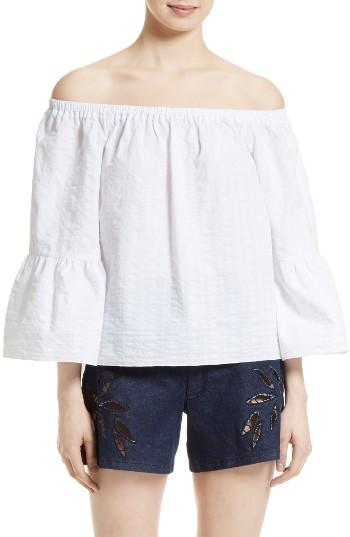Women's See By Chloe Seersucker Off The Shoulder Top