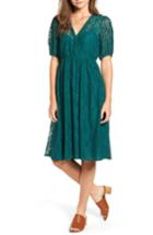 Women's Hinge Puff Sleeve Lace Dress - Green