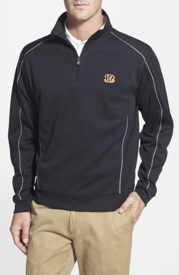Men's Cutter & Buck Cincinnati Bengals - Edge Drytec Moisture Wicking Half Zip Pullover