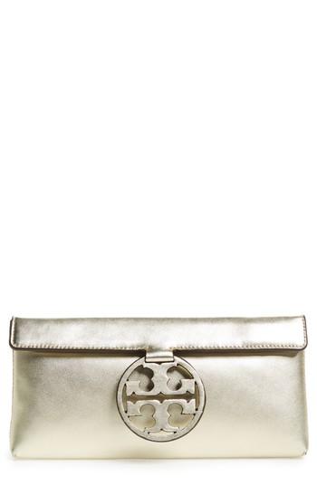 Tory Burch Miller Leather Clutch - Metallic
