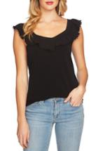 Women's Cece Stretch Knit Ruflle Top - Black