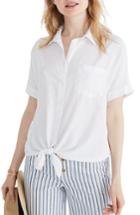 Women's Madewell Short Sleeve Tie Front Shirt, Size - White