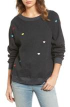 Women's Wildfox Sommers Sweater - Heart Embroidered Pullover - Black