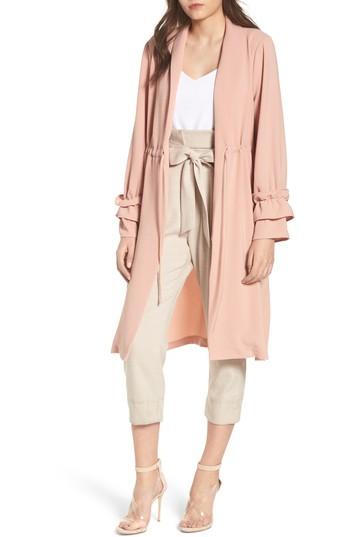 Women's June & Hudson Tie Waist Duster - Pink