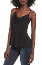 Women's Leith Cowl Neck Peplum Top - Black