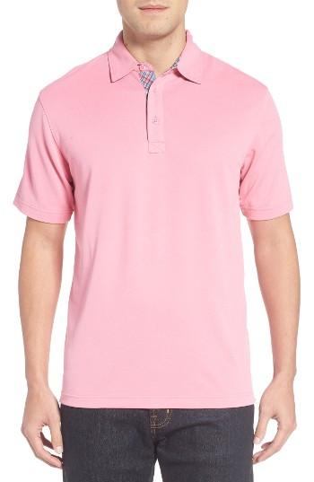 Men's Bugatchi Pique Polo - Pink
