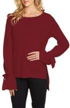 Women's 1.state Tied Bell Sleeve Sweater, Size - Burgundy