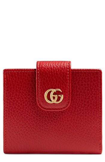 Women's Gucci Gg Marmont Leather Wallet - Red