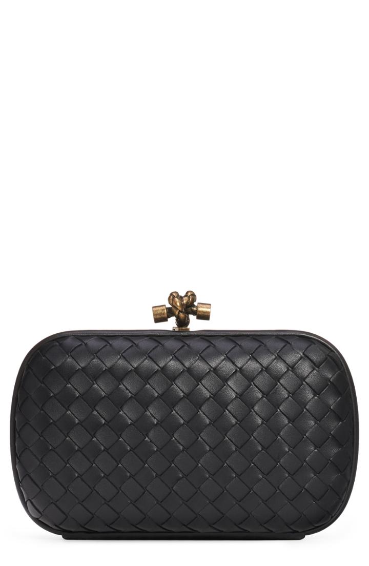 Bottega Veneta Intrecciato Leather Knot Clutch - Black