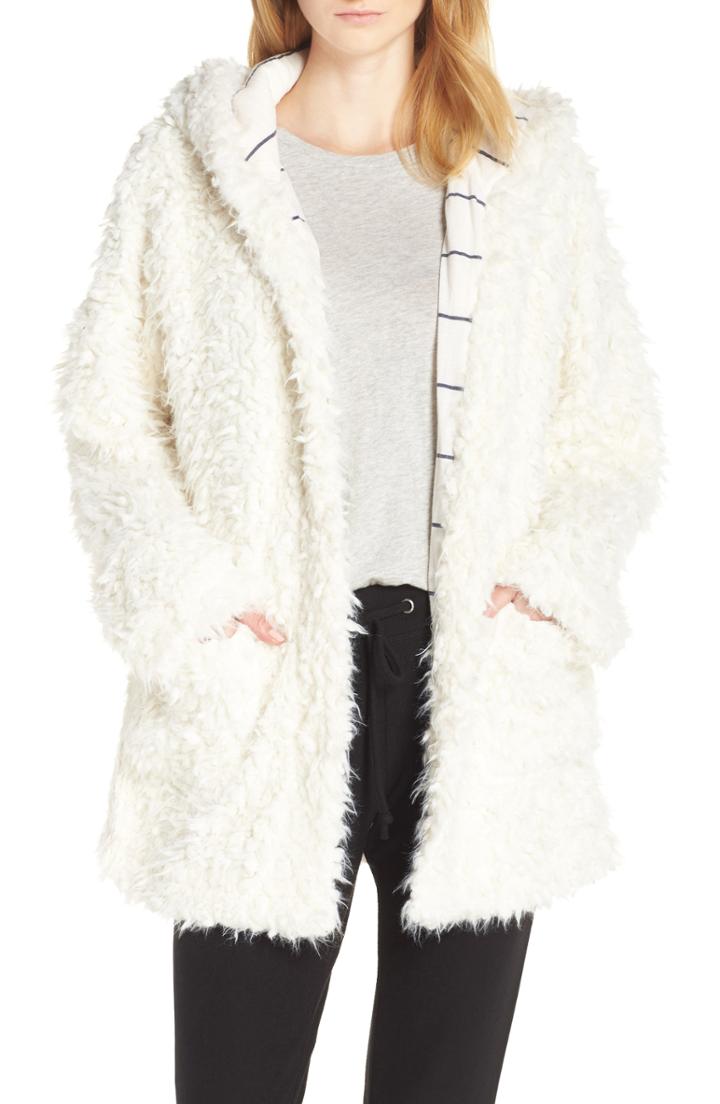 Women's Splendid Teddy Sleep Hooded Pajama Jacket - Ivory