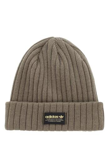 Men's Adidas Ribbed Beanie - Green