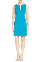 Women's Catherine Catherine Malandrino 'linden' Split Neck Sheath Dress - Blue/green