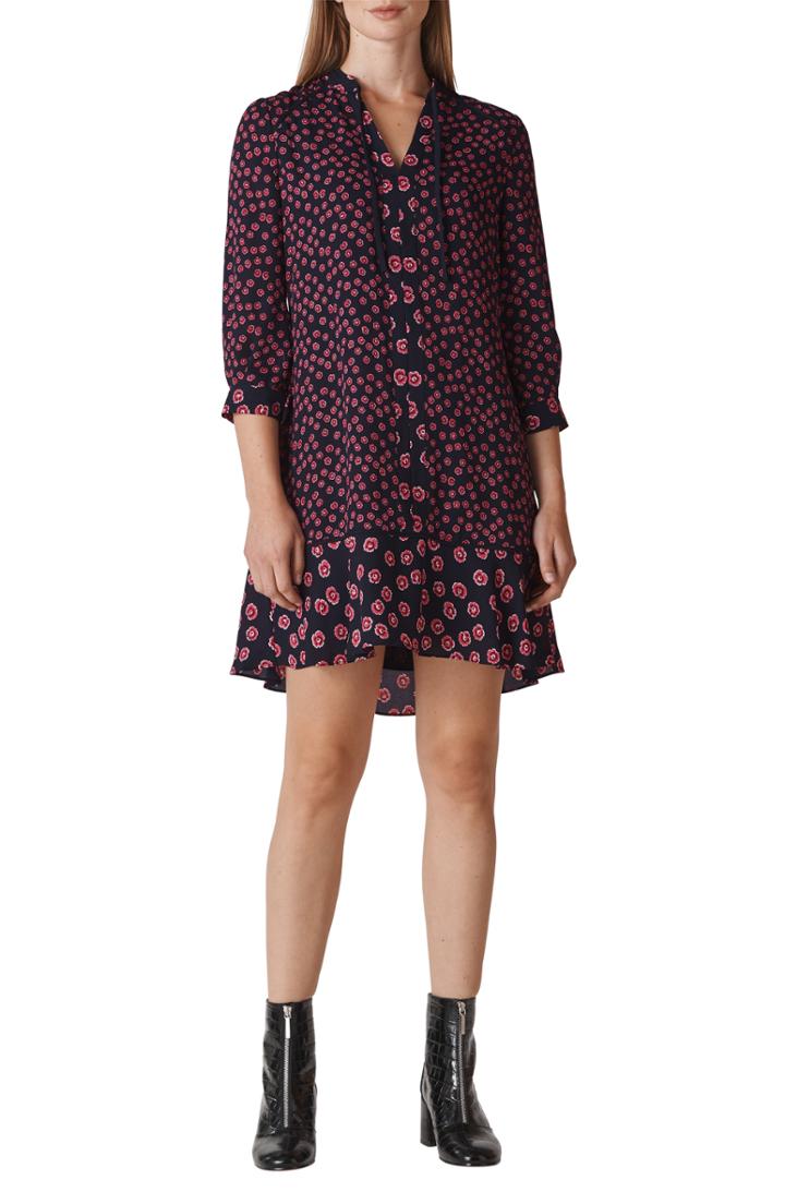 Women's Dolce & Gabbana Floral Print Flare Hem Silk Blend Charmeuse Dress Us / 40 It - Black