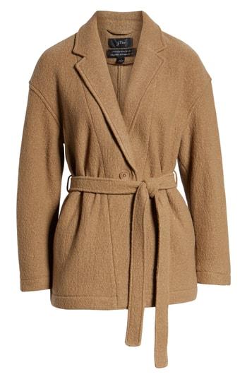 Women's J.crew Camille Short Boiled Wool Wrap Coat - Brown