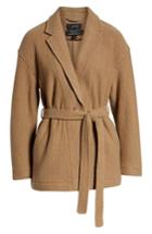 Women's J.crew Camille Short Boiled Wool Wrap Coat - Brown