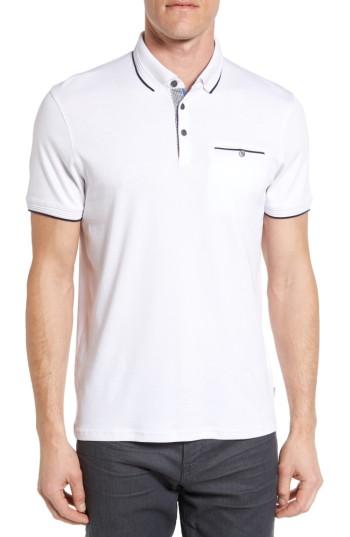 Men's Ted Baker London Derry Modern Slim Fit Polo (xl) - White