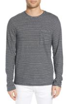 Men's Vince Feeder Stripe Long Sleeve Cotton T-shirt - Blue