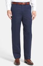 Men's Nordstrom Men's Shop 'classic' Smartcare(tm) Relaxed Fit Flat Front Cotton Pants X 34 - Blue (online Only)