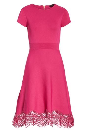Women's Ted Baker London Ellijo Lace Trim Skater Dress