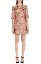 Women's Dolce & Gabbana Heart Patch Metallic Floral Jacquard Dress Us / 40 It - Metallic