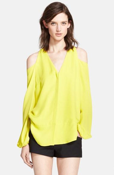 Women's Tamara Mellon Cold Shoulder Silk Georgette Blouse