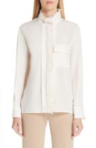 Women's Chloe Ruffle Trim Silk Shirt Us / 34 Fr - White