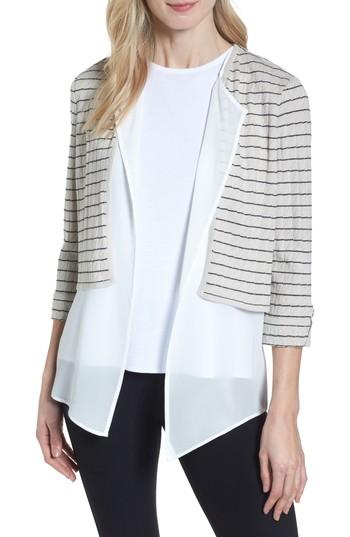Women's Ming Wang Layered Look Knit Jacket - Beige