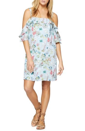 Women's Sanctuary Primrose Ruffle Cold Shoulder Dress, Size - Blue