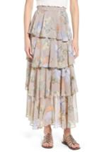 Women's Lost + Wander Clarita Floral Tiered Maxi Skirt - Grey