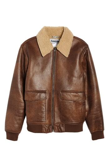 Men's Tunellus Distressed Faux Leather Jacket - Brown