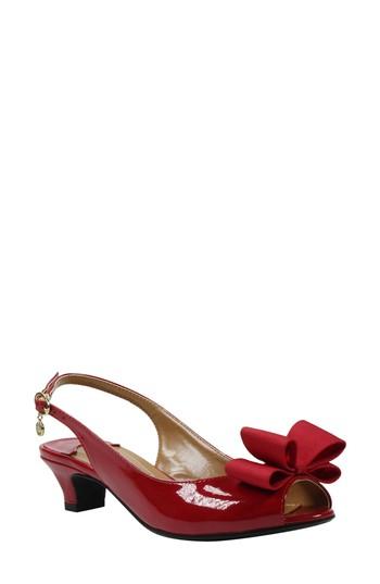 Women's J. Renee Landan Bow Slingback Sandal .5 Aa - Red