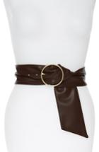 Women's Something Navy Circle Ring Faux Leather Belt - Brown