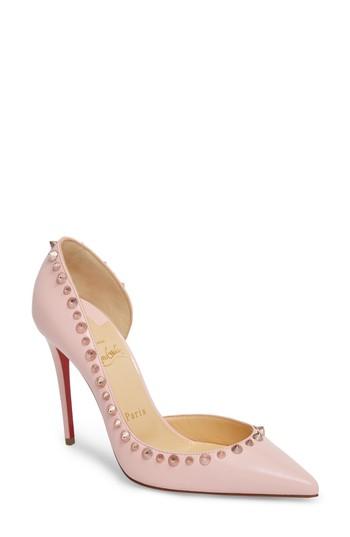 Women's Christian Louboutin Irishell Spiked Half D'orsay Pump Us / 39eu - Pink