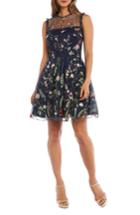 Women's Morgan & Co. Embroidered Fit & Flare Dress - Blue